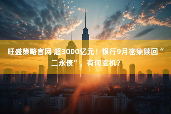旺盛策略官网 超3000亿元！银行9月密集赎回“二永债”，有何玄机？