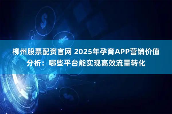柳州股票配资官网 2025年孕育APP营销价值分析：哪些平台能实现高效流量转化